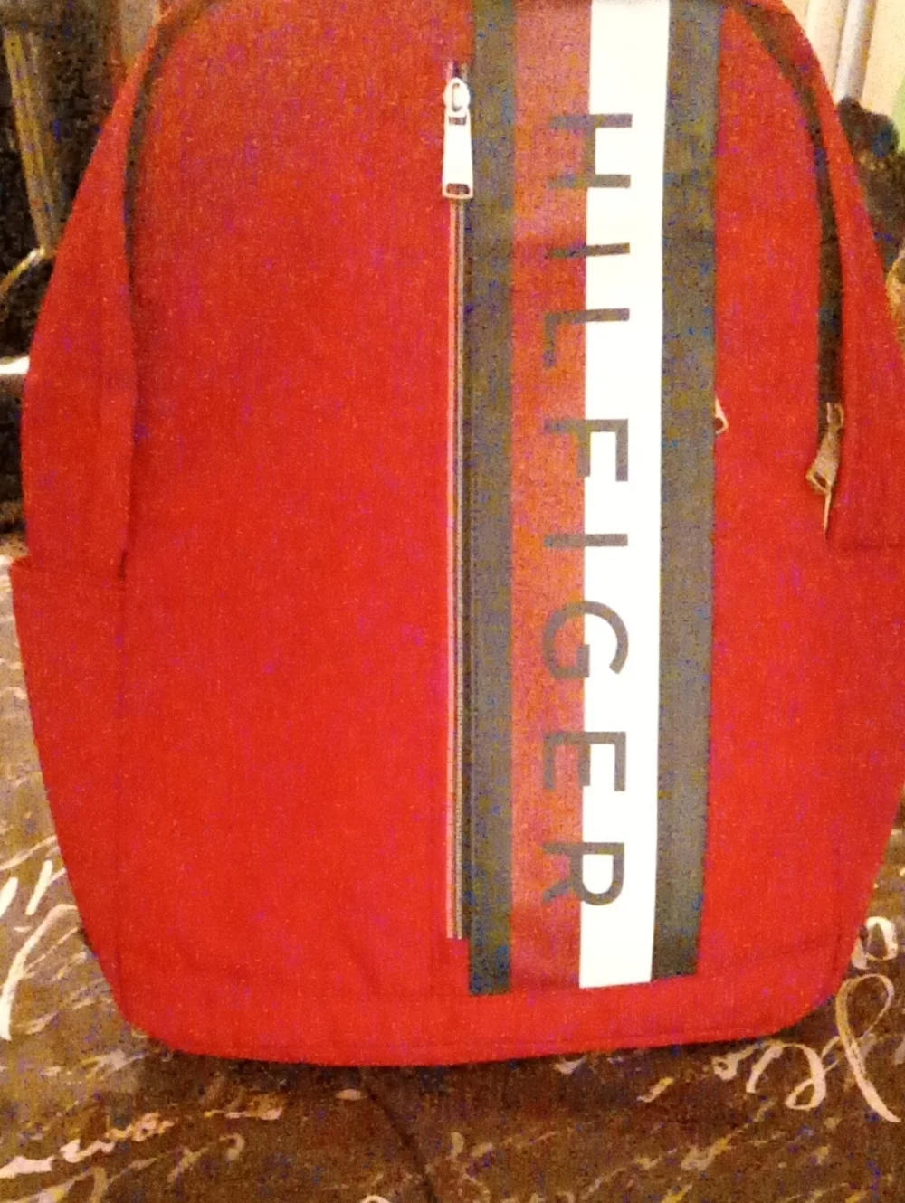Tommy Hilfiger Red Men's Backpack with Signature Stripe